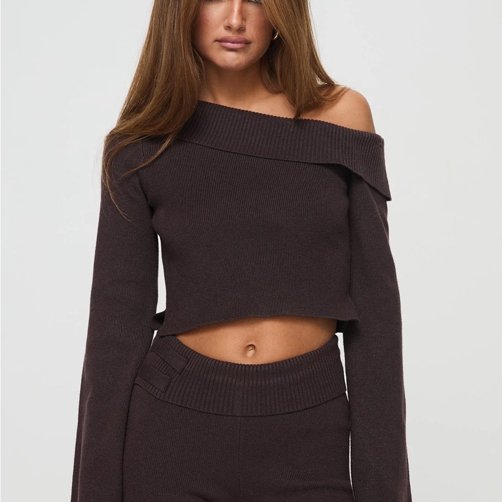 NWT Princess Polly Sina Off The Shoulder Top Chocolate
